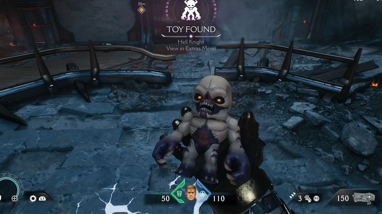 Hell Knight Toy in Doom The Dark Ages (Image via Bethesda || YouTube/@BackseatGuides)
